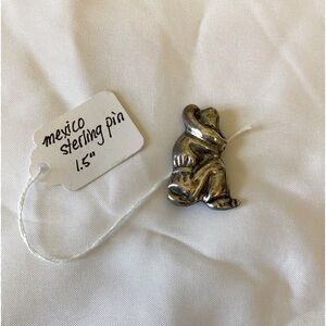 Rare Vintage Sterling Silver Napping Man with Sombrero Brooch